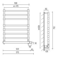 Margaroli Sole 564/8 Полотенцесушитель электрический 57х70h (47), выкл. справа, цвет: chrome 5644708CRNB