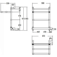 Margaroli Sole 554 Полотенцесушитель электрический с полкой 57х54h (47), выкл. справа, цвет: white 5544703WHPB