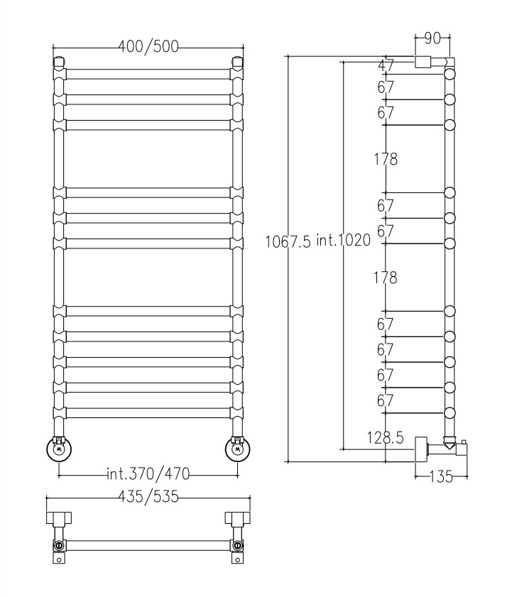 Margaroli Sole 464/11 Полотенцесушитель водяной для ГВС 53,5х107h (int 47), цвет: gold 4644711GON
