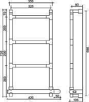 Margaroli Sereno 582 Полотенцесушитель электр. 42х73h (32,5), выкл. справа, цвет: bronze/old brass 5823204OBNB