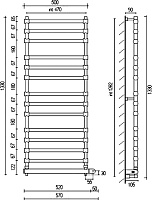 Margaroli Sole 564/14 Полотенцесушитель электрический 57х133h (47), выкл. справа, цвет: chrome 5644714CRNB