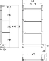 Margaroli Sereno 582 Полотенцесушитель электрический 57х73h (int 47,5), выкл. справа, цвет: chrome 5824704CRNB