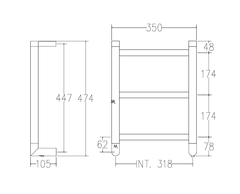 Margaroli Sole 540/S Полотенцесушитель электрический 35х47h (int 31,8), выкл. справа, цвет: chrome 540/S