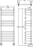 Margaroli Sole 464/11 Полотенцесушитель водяной 53,5х107h (int 47), цвет: bronze/old brass 4644711OBN