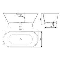 Salini Mona Ванна из S-Stone отдельностоящая 179x80,5 см, цвет: белый матовый 102921M