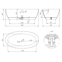 Salini Alda Ванна из S-Stone отдельностоящая 160x80 см, цвет: белый матовый 101923M