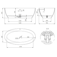 Salini Alda Ванна из S-Sense отдельностоящая 160x70 см, цвет: белый глянцевый 101914G