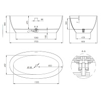 Salini Alda Ванна из S-Stone отдельностоящая 170x80 см, цвет: белый матовый 101922M