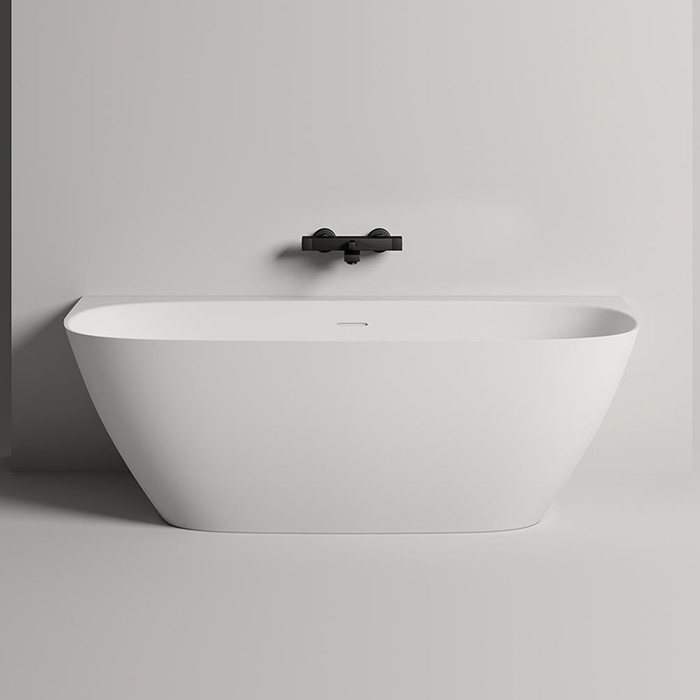 Salini Sofia Ванна S-Stone пристенная, округлая, перелив по центру, 170х79,5 см, цвет: белый матовый 102522M