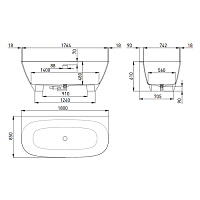 Salini Sofia Ванна из S-Stone пристенная 180x85 см, цвет: белый матовый 102523M