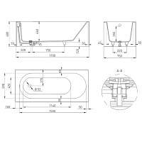 Salini Fabia Ванна из S-Sense пристенная 170x75 см, цвет: белый глянцевый 102611G