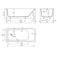 Salini Orlanda Ванна из S-Stone встраиваемая 160x70 см, цвет: белый матовый 102025M
