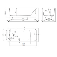 Salini Orlanda Ванна из S-Sense встраиваемая 170x70 см, цвет: белый глянцевый 102011G