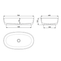 Salini Luce S-Stone Раковина накладная 70х40х15,5h, цвет белый матовый 110721M