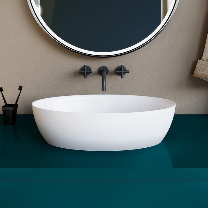 Salini Alda 01 S-Stone Раковина накладная 58х35х15h, цвет белый матовый 110621M