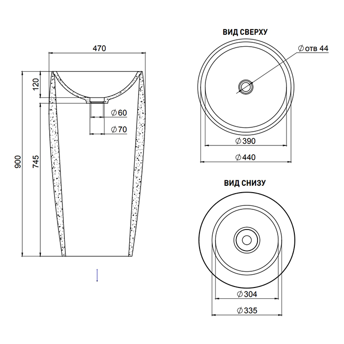 Salini Armonia 03 S-Sense Раковина напольная 47х47х90h, цвет белый глянцевый 130113G