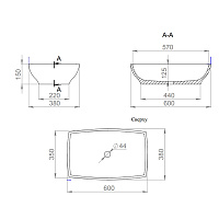 Salini Gloria 04 S-Stone Раковина накладная 60х38х15h, цвет белый матовый 1102204M