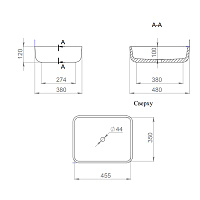 Salini Gloria 09 S-Stone Раковина накладная 48х38х12h, цвет белый матовый 1102209M