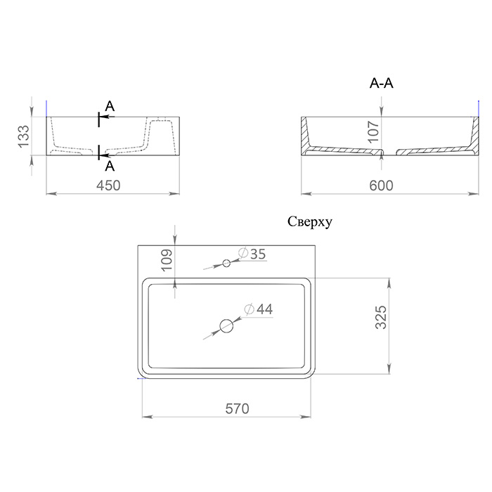 Salini Ottavia S-Stone Раковина накладная 60х45х13,3h, цвет белый матовый 1103201M