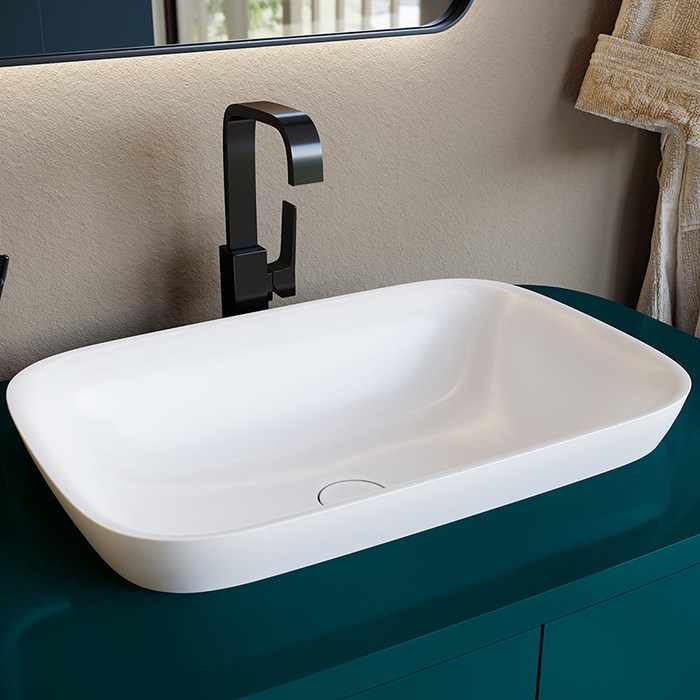 Salini Marea 02 S-Stone Раковина полувстраиваемая 59,8х39,8х16h, цвет белый матовый 1802202M