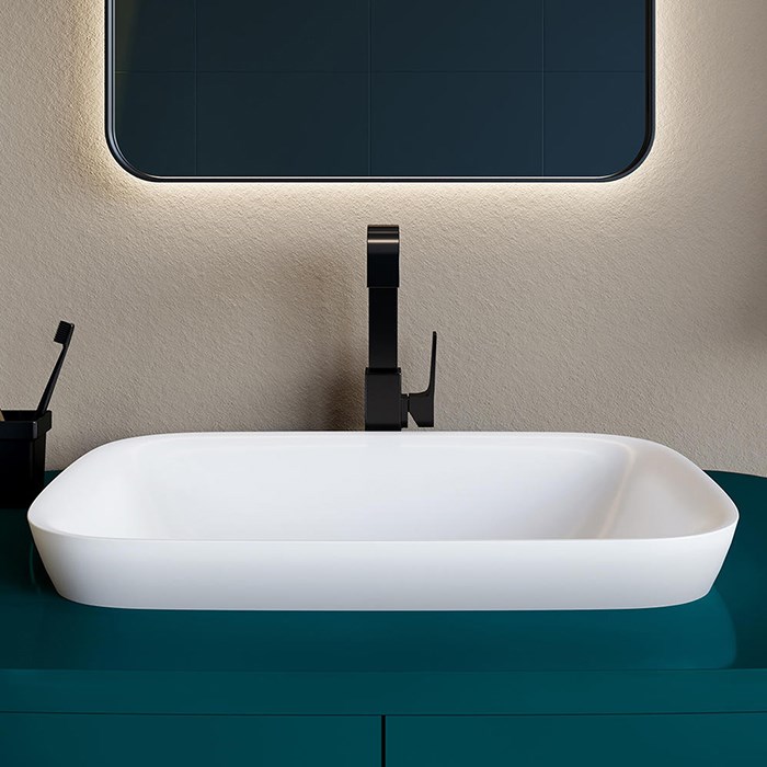 Salini Marea 02 S-Stone Раковина полувстраиваемая 59,8х39,8х16h, цвет белый матовый 1802202M