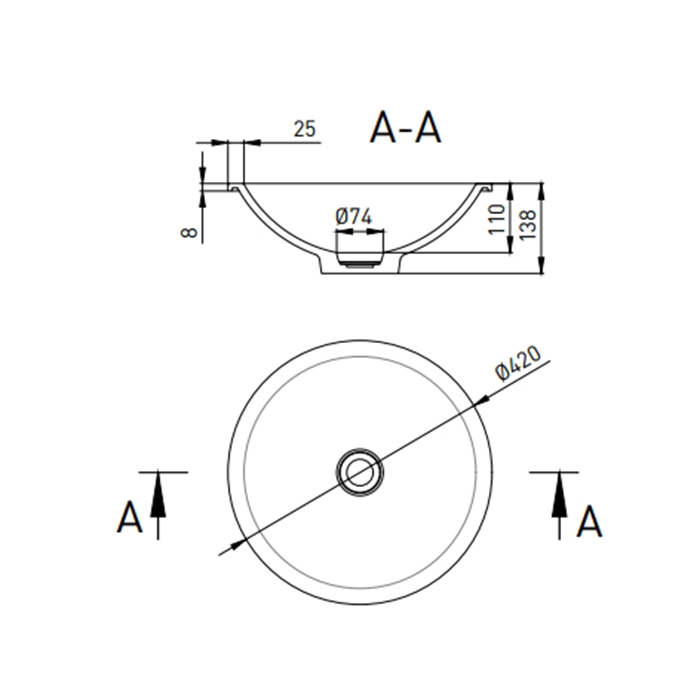 Salini Marea 05 S-Stone Раковина встраиваемая снизу 42х42 см, цвет белый матовый 1802205M