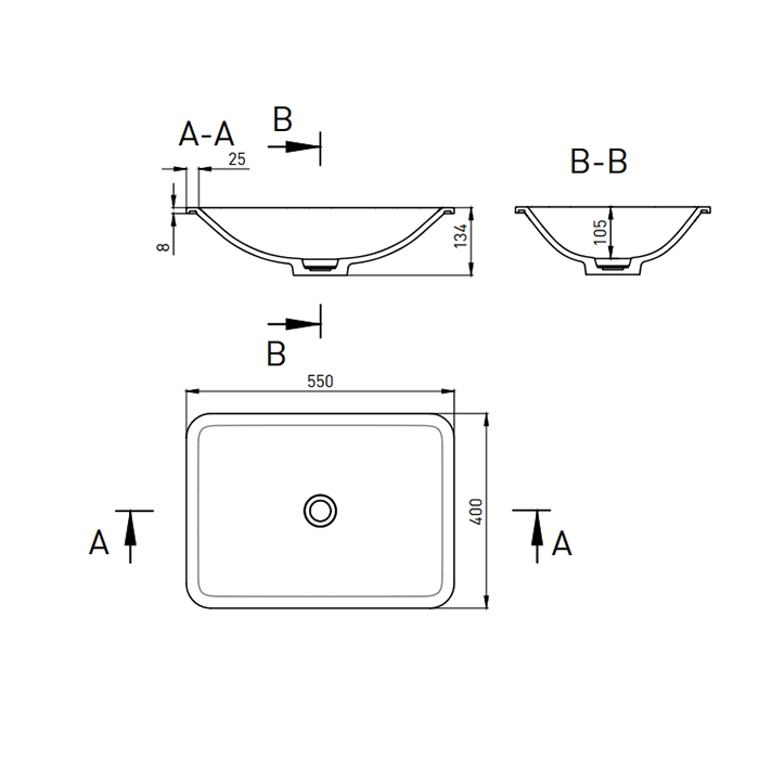 Salini Marea 06 S-Stone Раковина встраиваемая снизу 55х40 см, цвет белый матовый 1802206M