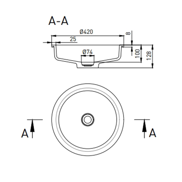 Salini Marea 08 S-Stone Раковина встраиваемая снизу 42х42 см, цвет: белый матовый 1802208M