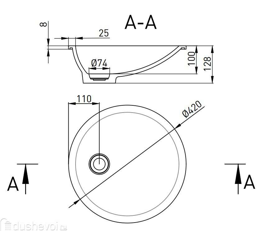 Salini Marea 08 S-Stone Раковина встраиваемая снизу 42х42 см, матовый цвет: RAL 1802208MF