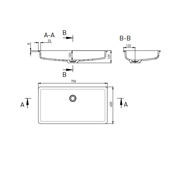 Salini Marea 10 S-Stone Раковина встраиваемая снизу 74,7х40 см, цвет белый матовый 1802210M