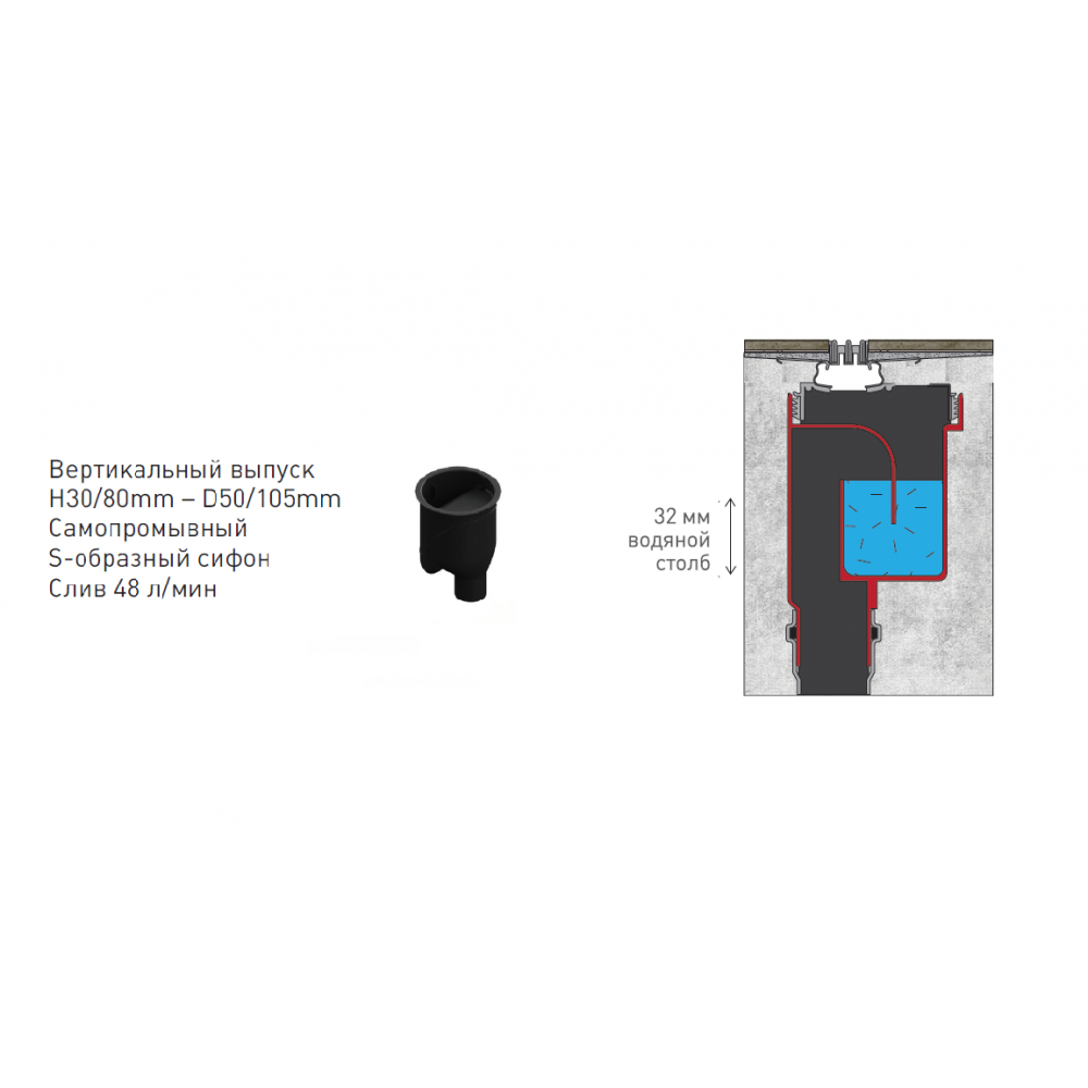 Berges Super Line Желоб для водостока 58х22h, цвет матовый хром 090080