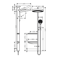 Hansgrohe Rainfinity Душевая стойка: верхний душ 36 см, ручной душ 3 режима, цвет: матовый белый 26842700