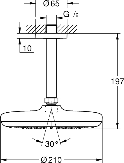 Grohe Tempesta Верхний душ 21х21хh19,7 см, цвет: хром глянцевый 26414000