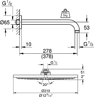 Grohe Rainshower Верхний душ 31х53,5хh14 см, цвет: золото глянцевое 26066GL0