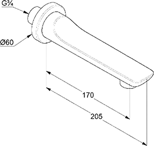 Kludi Balance Излив для ванны 17 см настенный, цвет: хром 5250305