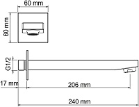 Wasserkraft Излив для ванны 6х24хh6 см, цвет: хром A091