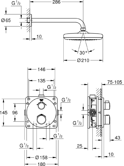 Grohe Grohtherm Душевой комплект, цвет: хром глянцевый 34726000