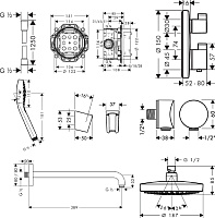 Hansgrohe Croma Select S Душевой комплект: термостат, верхний душ 2 режима 19 см, лейка, цвет: хром 27295000