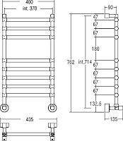 Margaroli Sole 464/8 Полотенцесушитель водяной для ГВС 43,5х76h (int 47), нижнее, цвет: chrome 4643708CRN