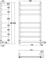 Margaroli Sereno 584/8 Полотенцесушитель электрический 57х93h (int 47,5), выкл. справа, цвет: chrome 58447508CRB
