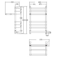 Margaroli Sole 552 Полотенцесушитель электрический с полкой 57х62h (47), выкл. справа, цвет: chrome 5524706CRPB