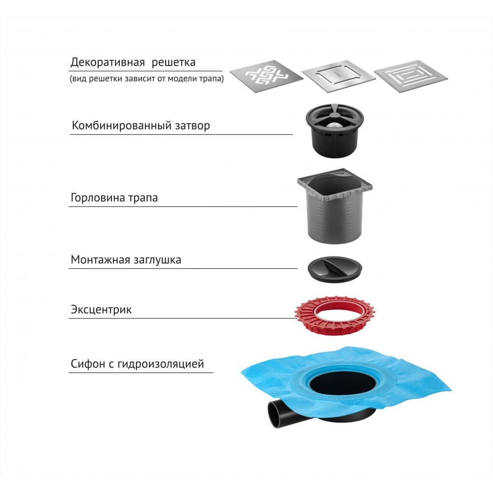 Berges Zentrum Uno Трап водосток 21х15,5h, цвет матовый хром 090371