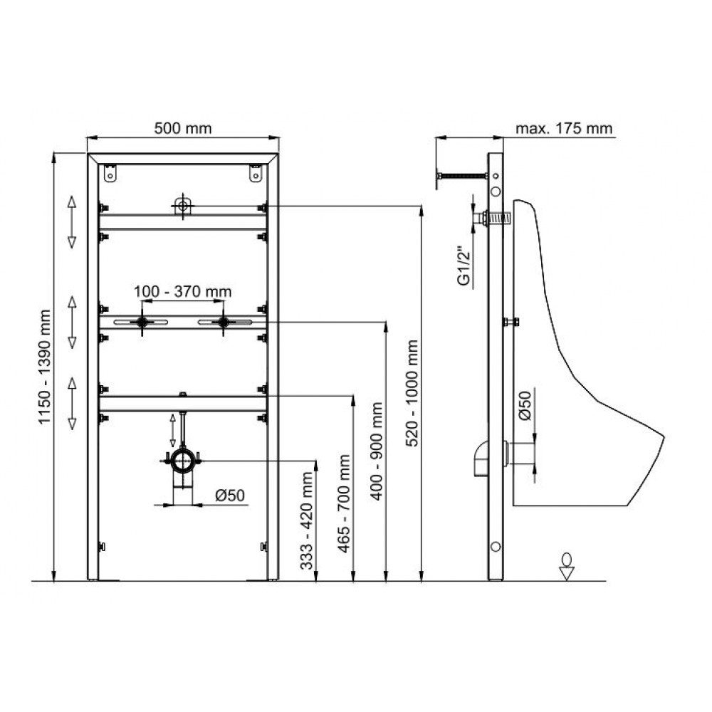 Berges Novum Монтажный стеллаж для скрытого монтажа писсуара 049215