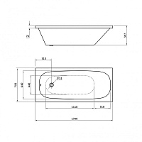 Berges Nelu Ванна акриловая с каркасом 180х80х39h, цвет белый 050023