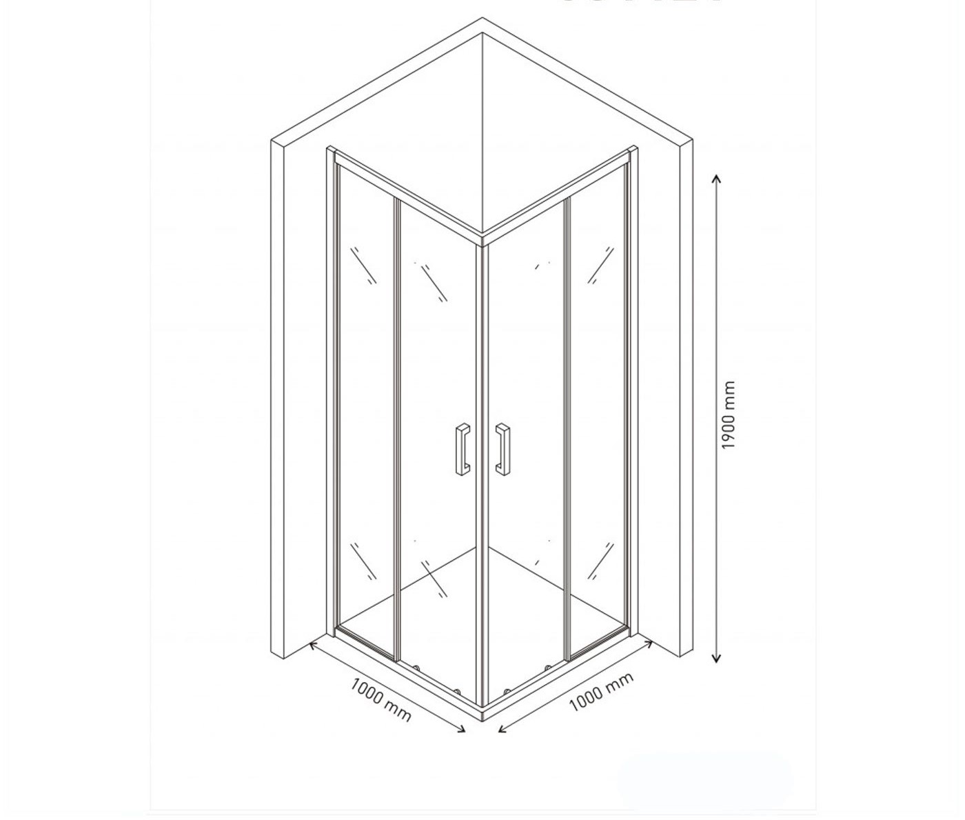 Berges Solo Душевой уголок Berges S 100х190h, цвет хром сильвер 061121