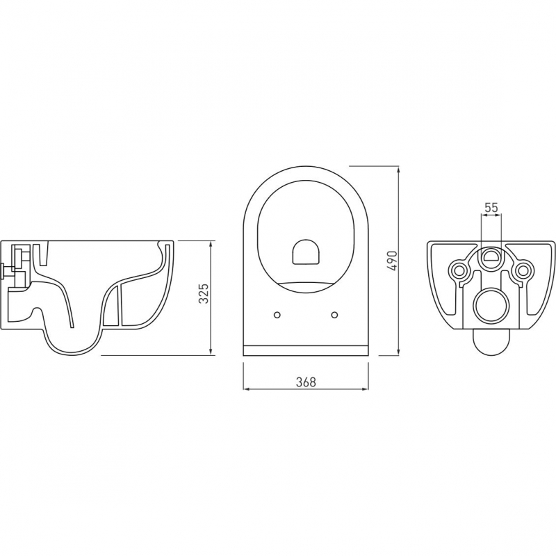 Berges Ego Подвесной унитаз Rimless 49х32,5h, с сиденьем, цвет: белый 082122
