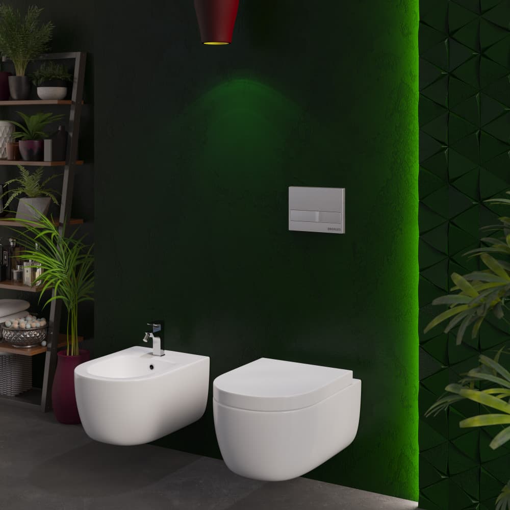 Berges Ego Подвесной унитаз Rimless 49х32,5h, с сиденьем, цвет: белый 082122