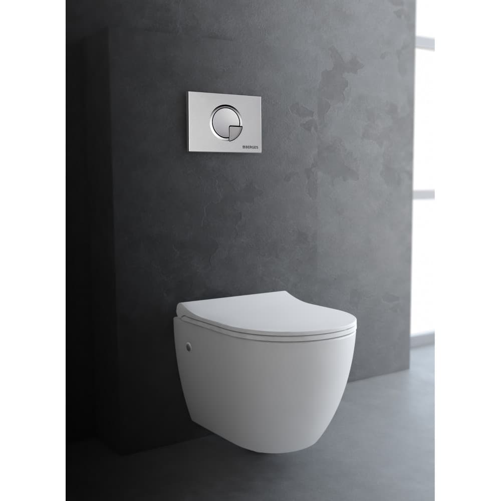 Berges Okus Подвесной унитаз 48х33,5h, с сиденьем, цвет: белый 082127