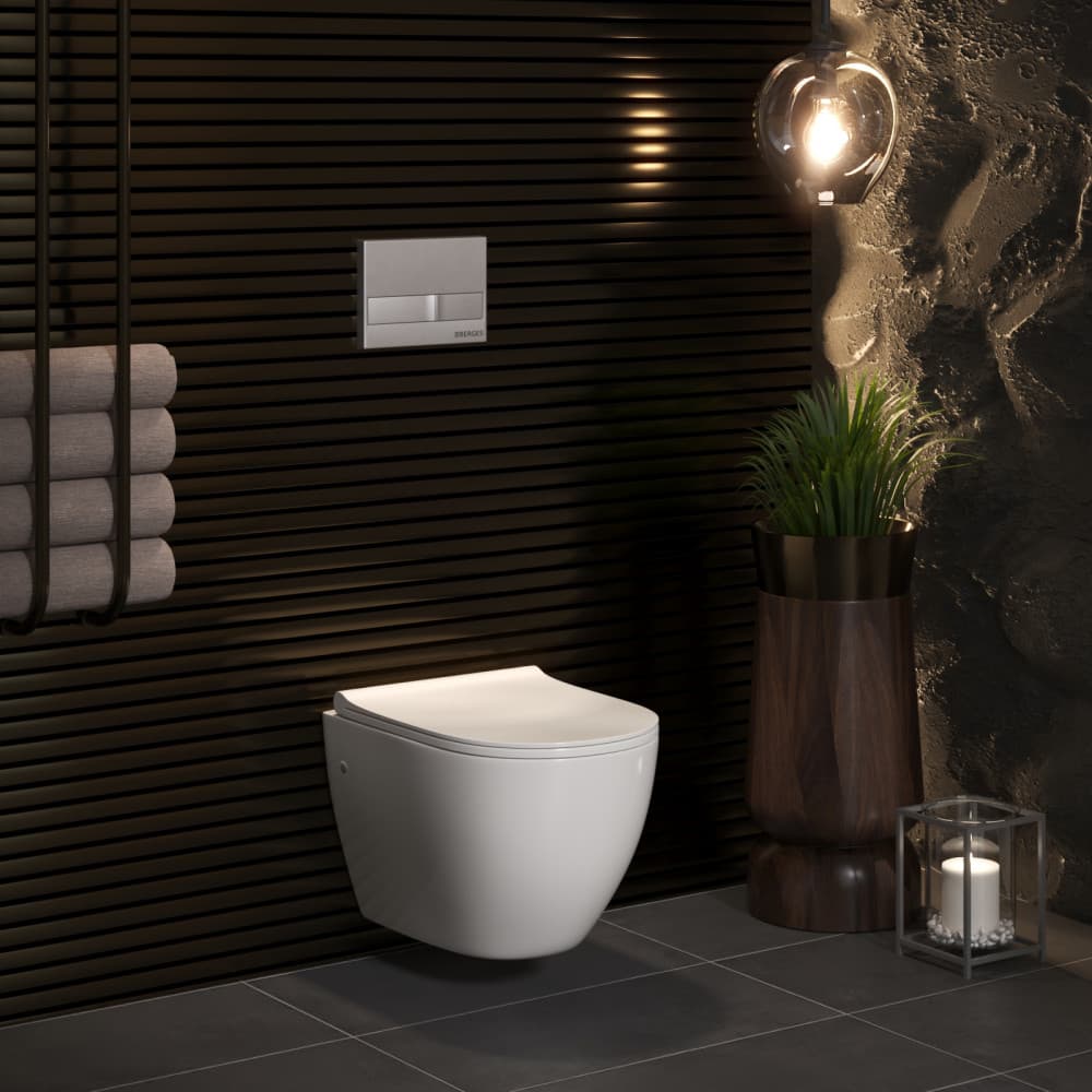 Berges Okus Подвесной унитаз 48х33,5h, с сиденьем, цвет: белый 082127