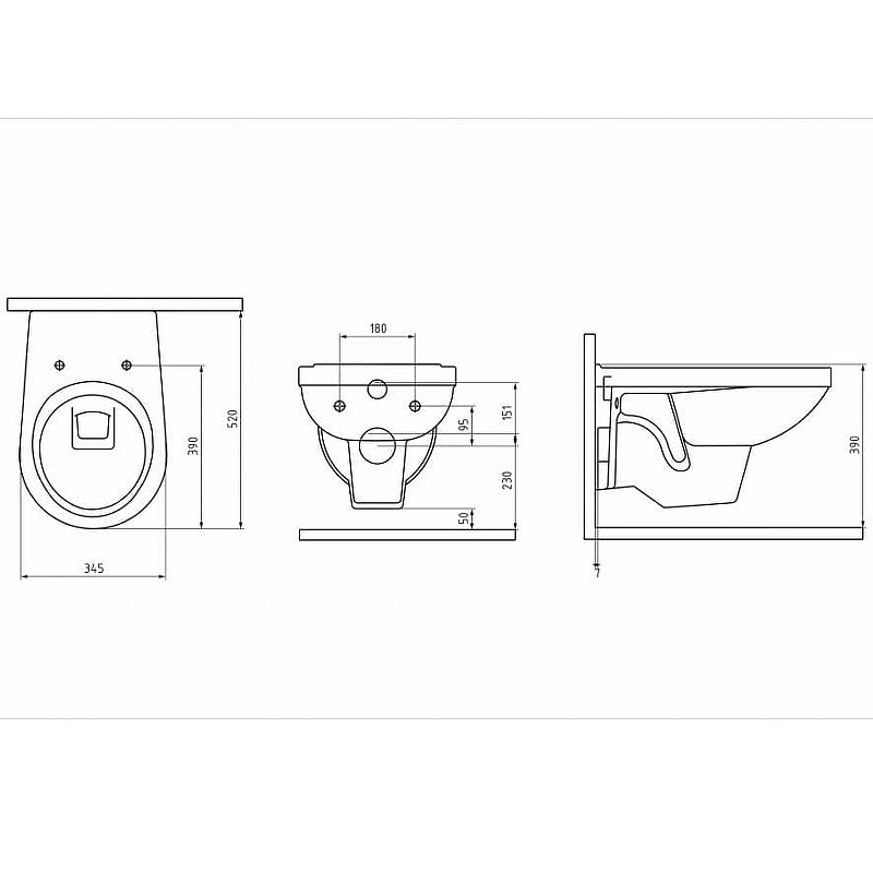 Berges Gamma Подвесной унитаз 52х34h, с сиденьем, цвет: белый 081105